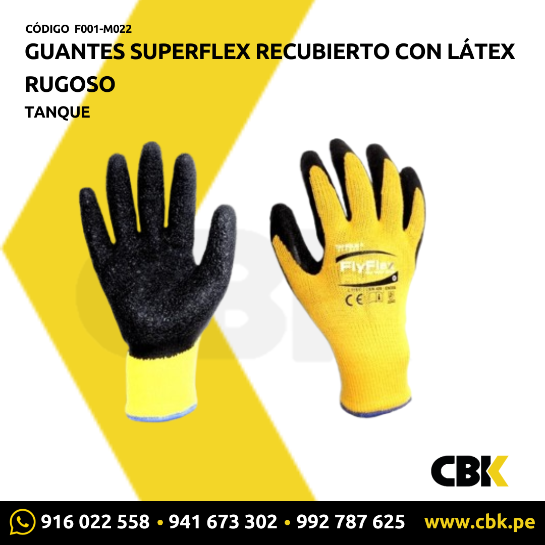 Guantes superflex recubierto con látex rugoso tanque
